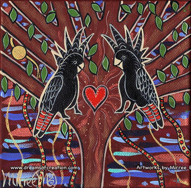 Australian red-tailed Black Cockatoo Framed Canvas Print by Mirree Contemporary Aboriginal Art
